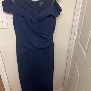 Authentic Ralph Lauren One-Shoulder Dress in Deep Blue
